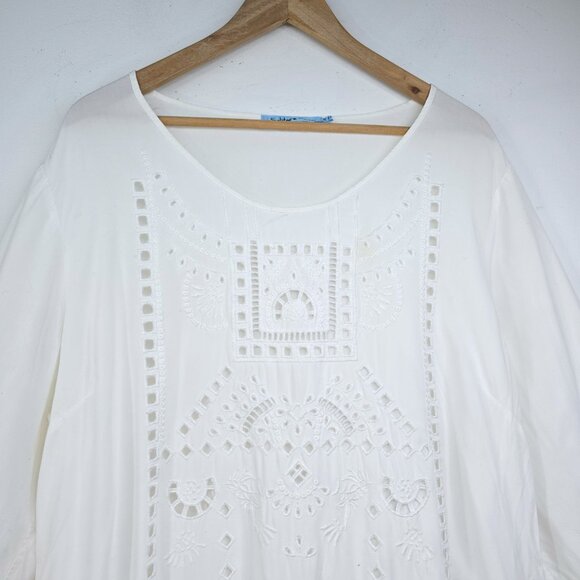 Solitaire Swim Cut Out White Cover Up Tunic - Picture 3 of 9